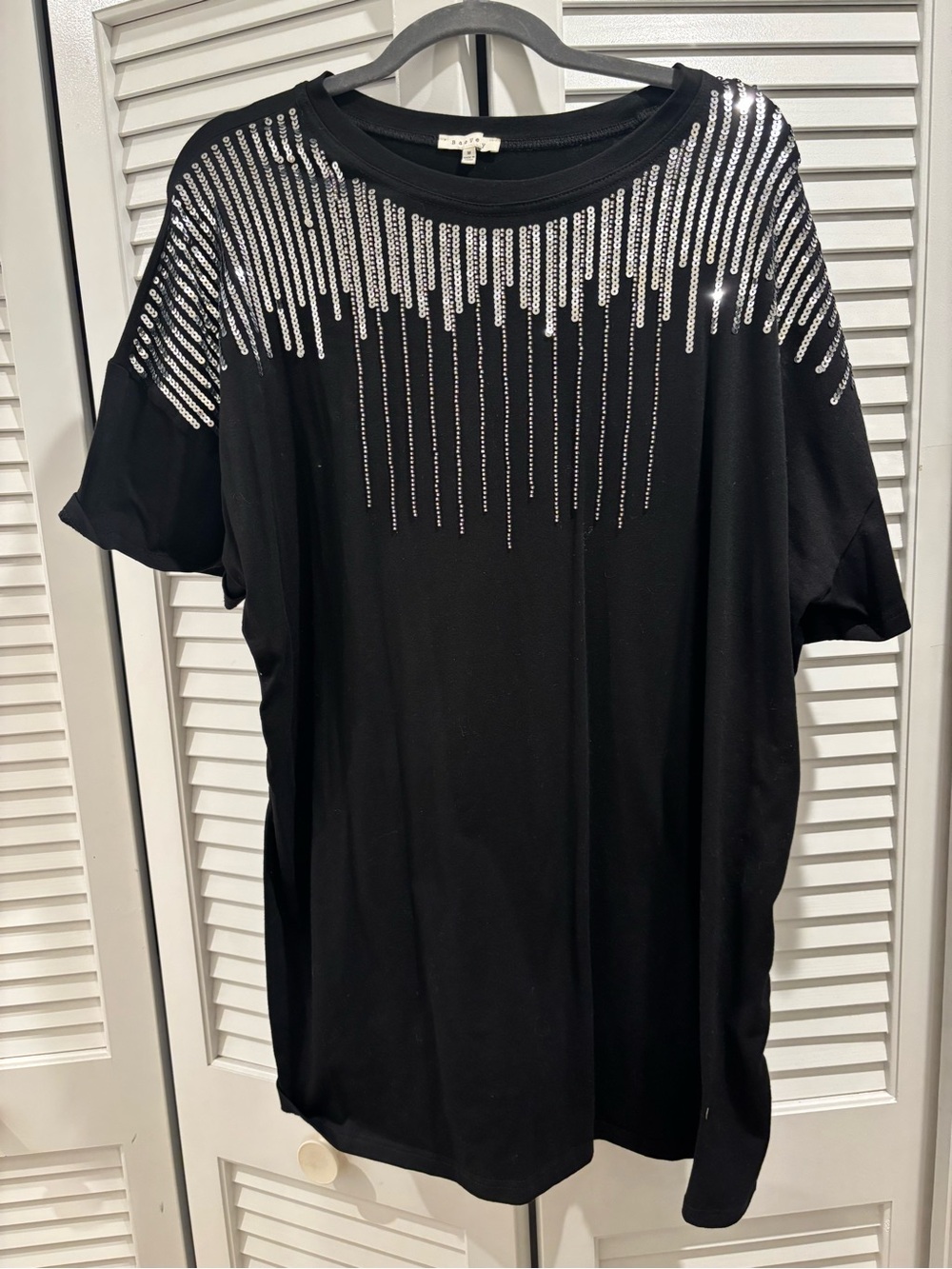 Black Sequin-Trim women’s oversized tshirt!